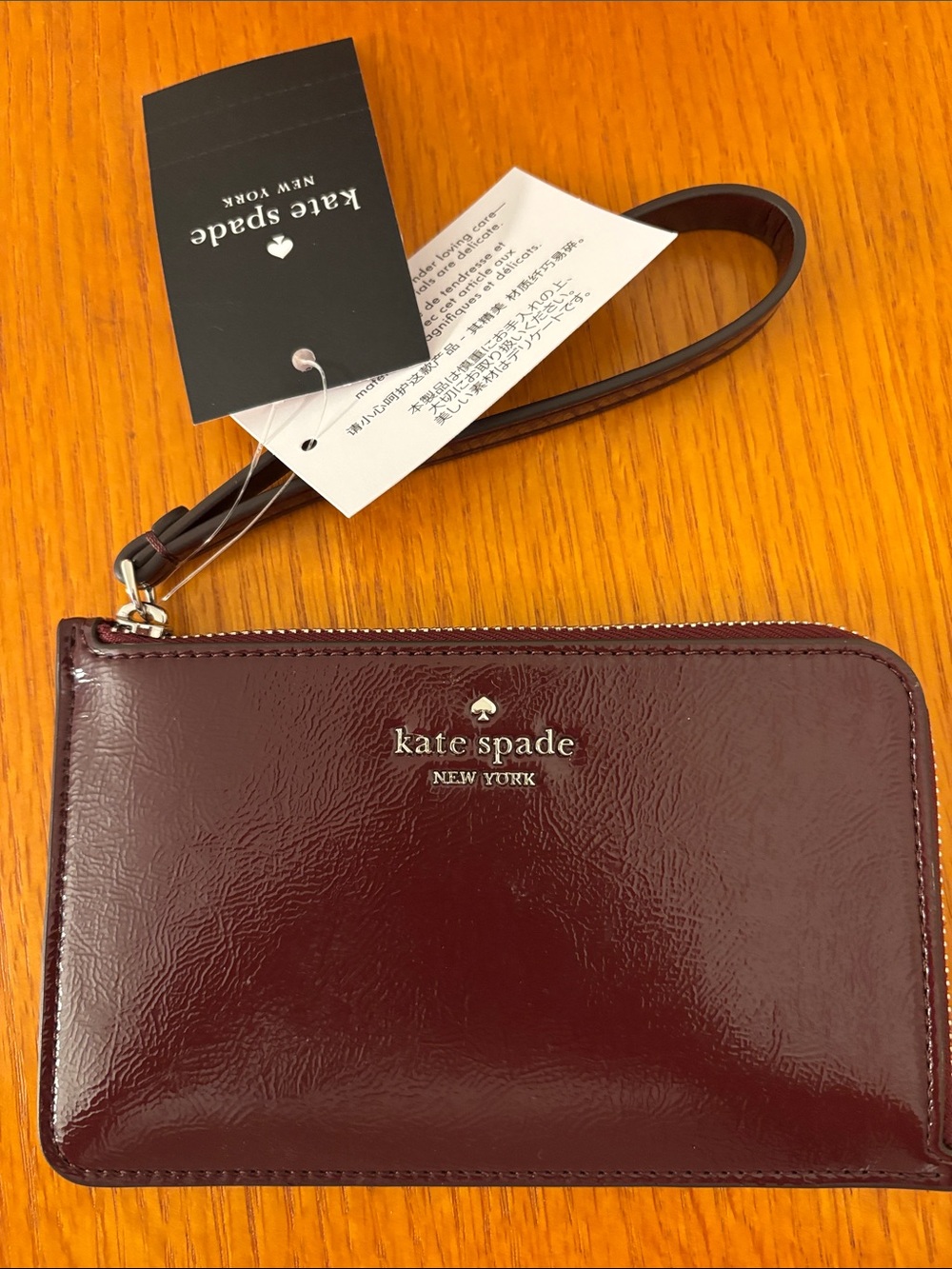 NWT Kate Spade Lucy Patent Wristlet Grenache Burgundy